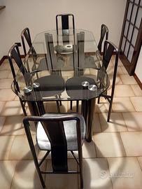 tavolo cristallo cm.160x80 zanotta  con n6 sedie 