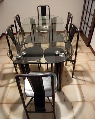 tavolo cristallo cm.160x80 zanotta  con n6 sedie 