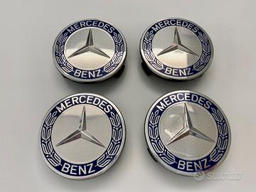 Set n. 4 coprimozzi ruote originali Mercedes Blu
