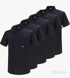 5 Giacche da Chef Nere – Slim Fit – Taglia M 