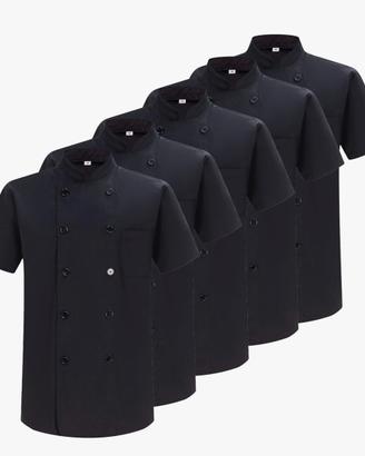 5 Giacche da Chef Nere – Slim Fit – Taglia M 