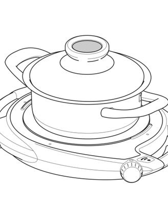 Piano cottura mobile AMC NAVIGENIO + pentola ovale