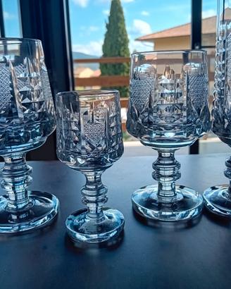 Servizio bicchieri vintage in cristallo molato