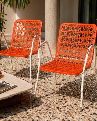 Set 2 Sedie Vintage Arancio Anni 70 Impilabili