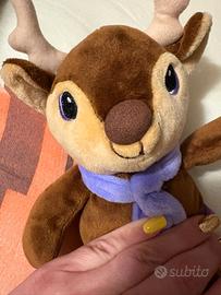 Peluche Renna Milka con Sciarpa Viola