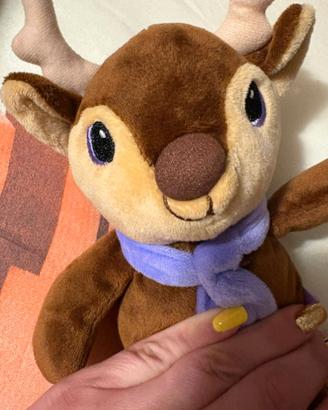 Peluche Renna Milka con Sciarpa Viola