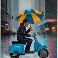 Fuori di Vespa (2025) olio su tela