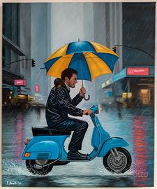 Fuori di Vespa (2025) olio su tela