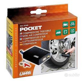 Compressore d'aria tascabile per moto, bici, ecc