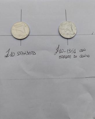 Moneta £ 10 1951 con errore di conio 