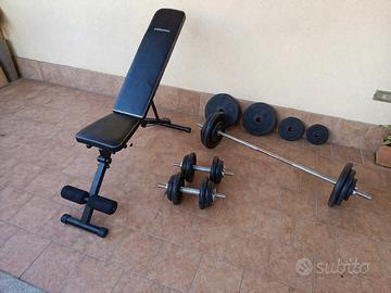 panca palestra + bilanceri + pesi