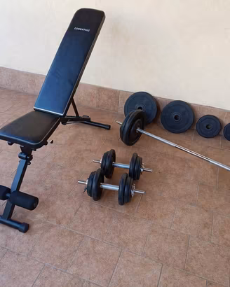 panca palestra + bilanceri + pesi