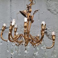 Lampadario rococò in ottone e cristallo 