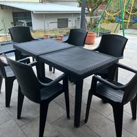 Tavolo e sedie da giardino