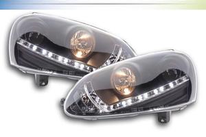 Gruppi ottici anteriori Real DAYLINE neri per VW G