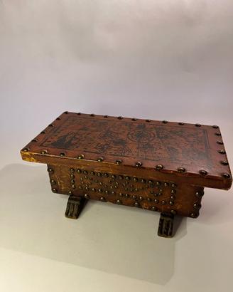 SCATOLA PORTAGIOIE SPAGNOLA IN LEGNO E CUOIO
