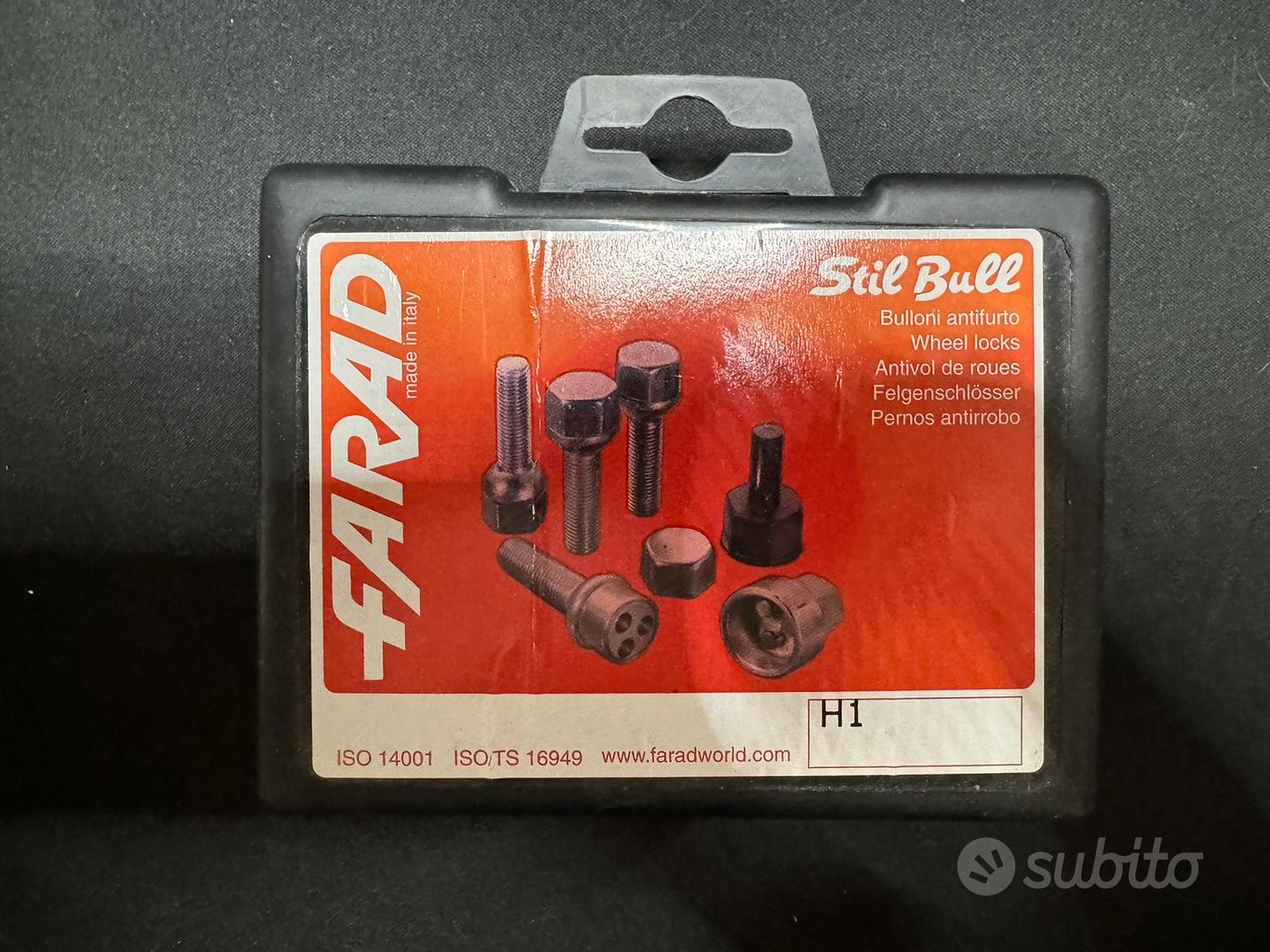 Farad Stil Bull Antifurto Ruote Per Auto – Set Da 4 Bulloni Con Chiave – Resistenza Classe 10.9 – Antitaglio - 4