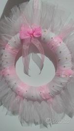 ghirlanda nascita rosa neonata