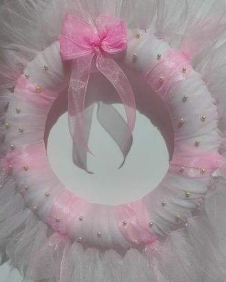 ghirlanda nascita rosa neonata