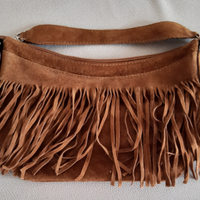 Borsa pelle scamosciata con frange nuova
