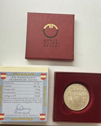 Moneta 20 euro austriaca Argento