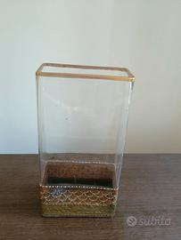vaso vetro e argento decorato a mano