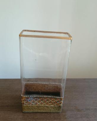 vaso vetro e argento decorato a mano