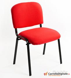 Sedia Imbottita Impilabile in Tessuto ROSSO