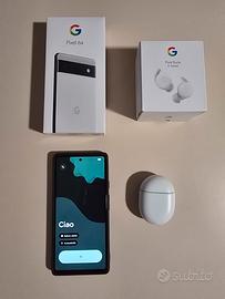 Google Pixel 6a + Pixel Buds A-Series con scatola