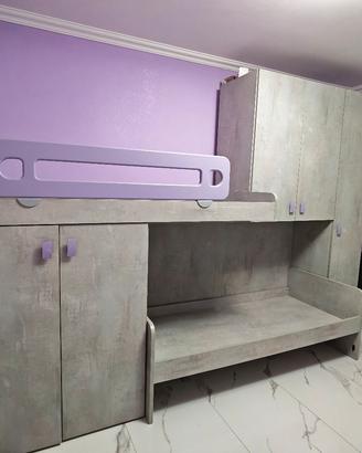 Cameretta a soppalco moderna – 3 posti letto