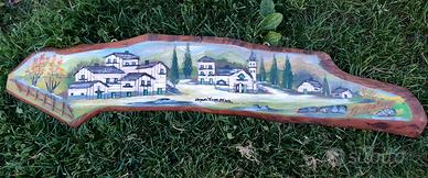 Dipinto su sezione di tronco