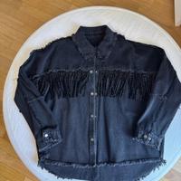 Giacca jeans frange brillantini