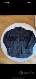 Giacca jeans frange brillantini