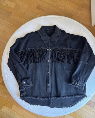 Giacca jeans frange brillantini