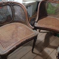 Poltroncine in legno foderate in paglia di Vienna