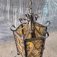 lampadario da esterno ferro battuto e rame 