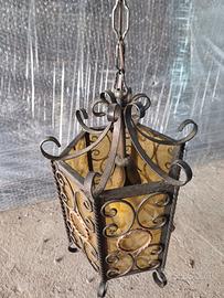 lampadario da esterno ferro battuto e rame 