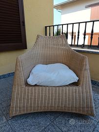 sedia a dondolo in vimini