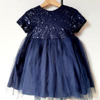 Abito  blu con paillettes e tulle bimba 3/4 anni