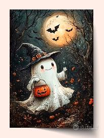 Halloween Ghost Bats Punpkins Decorative Poster