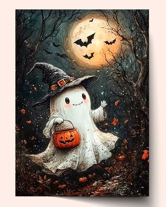 Halloween Ghost Bats Punpkins Decorative Poster