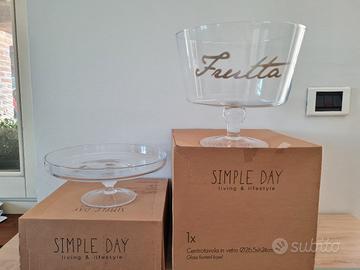 Centrotavola ed alzata in vetro 