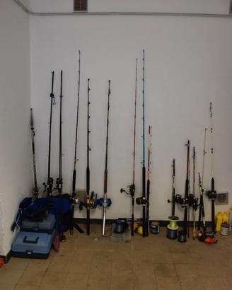 Canne da pesca + Attrezzatura da pesca varia