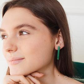 Orecchini in calcedonio verde, pietra naturale