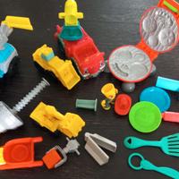 4 set Play Doh, betoniera, camion pompieri, burger