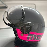 Casco Jet Momo Design Fighter grigio lucido e fluo