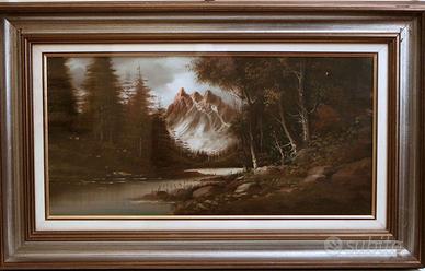 quadro EMILIO TOZZI "sottobosco con ruscello" olio