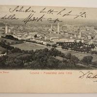 Cartolina vintage cesena , panorama della città