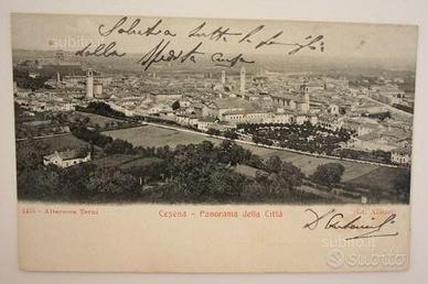 Cartolina vintage cesena , panorama della città