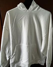 Felpa pile stradivarius bianco cappuccio tasca S